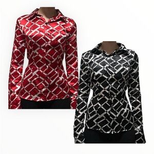 2 NWOT Satin button up blouses